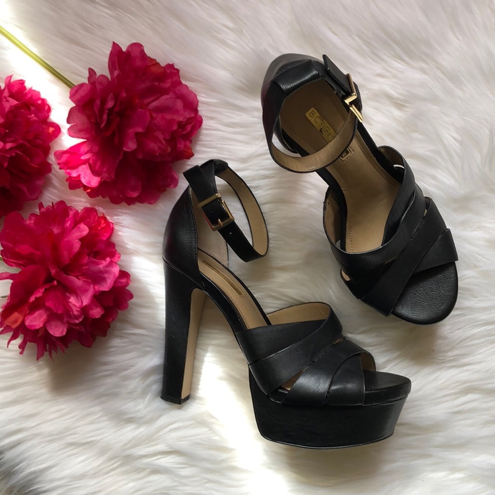 Black Leather Platform BCBG Heels